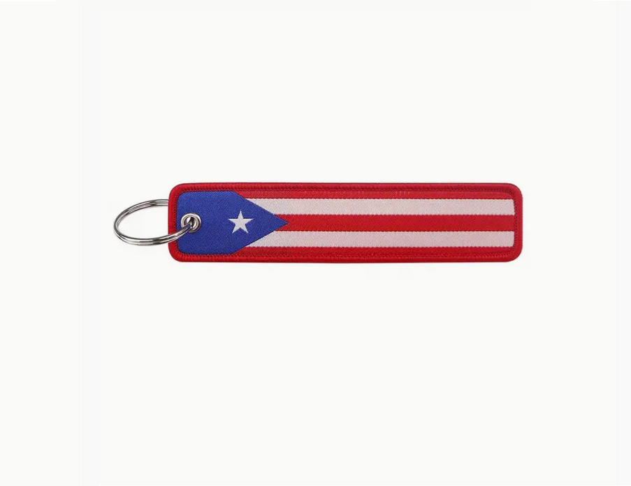 Embroidered Cloth Puerto Rico FLAG Keychain