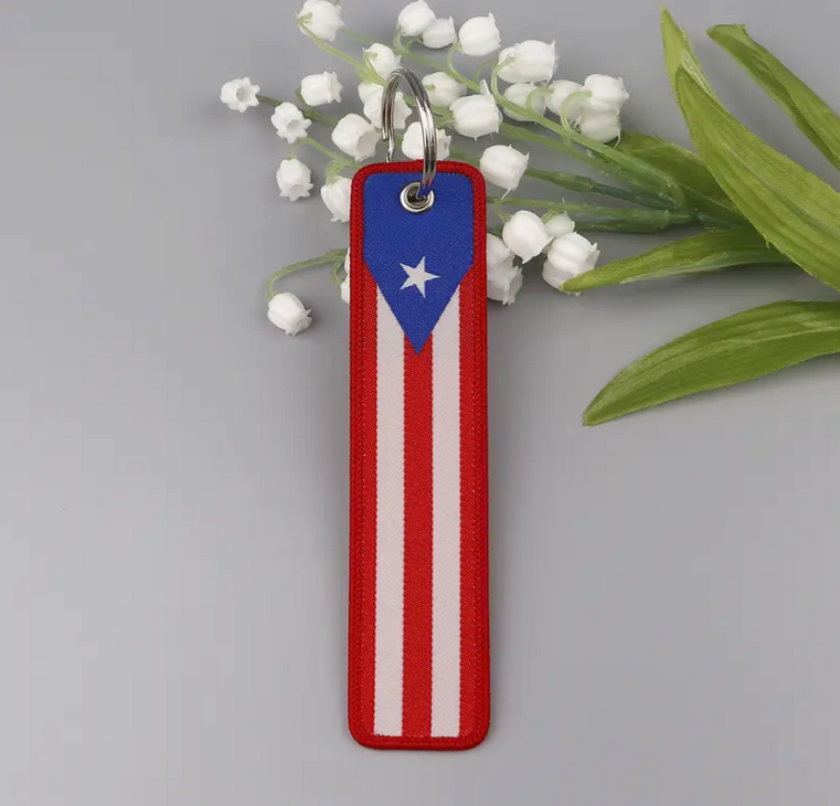 Embroidered Cloth Puerto Rico FLAG Keychain