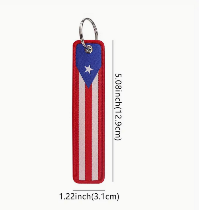 Embroidered Cloth Puerto Rico FLAG Keychain