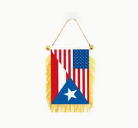 Thumbnail for Gold Trim Mirror Flag American Puerto Rican