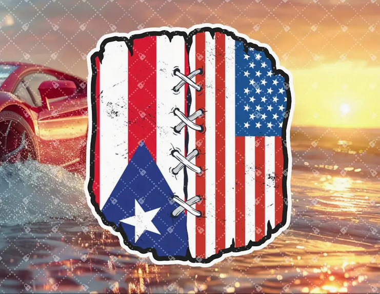 Duality American Puerto Rico Stitched Flags Decal