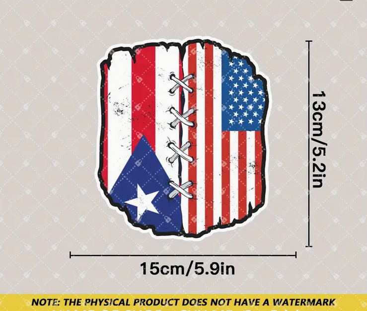 Duality American Puerto Rico Stitched Flags Decal