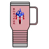 Thumbnail for Boricua Flaming Skull - Silver Stainless Travel Mug