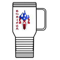 Thumbnail for Boricua Flaming Skull - Silver Stainless Travel Mug