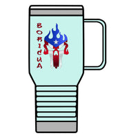 Thumbnail for Boricua Flaming Skull - Silver Stainless Travel Mug