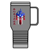 Thumbnail for Boricua Flaming Skull - Silver Stainless Travel Mug