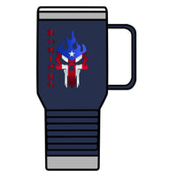 Thumbnail for Boricua Flaming Skull - Silver Stainless Travel Mug