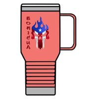 Thumbnail for Boricua Flaming Skull - Silver Stainless Travel Mug