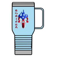 Thumbnail for Boricua Flaming Skull - Silver Stainless Travel Mug