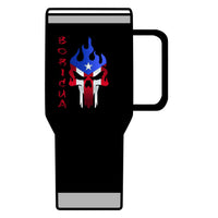 Thumbnail for Boricua Flaming Skull - Silver Stainless Travel Mug