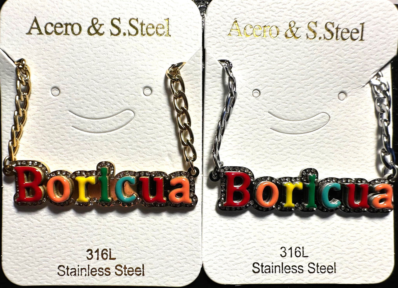 Colorful Boricua Necklace (Gold or Silver)