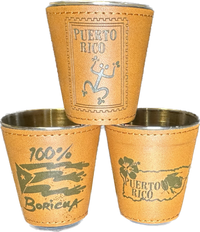 Thumbnail for Puerto Rico Themed Leather Wrapped Shot Glass 3 Choices