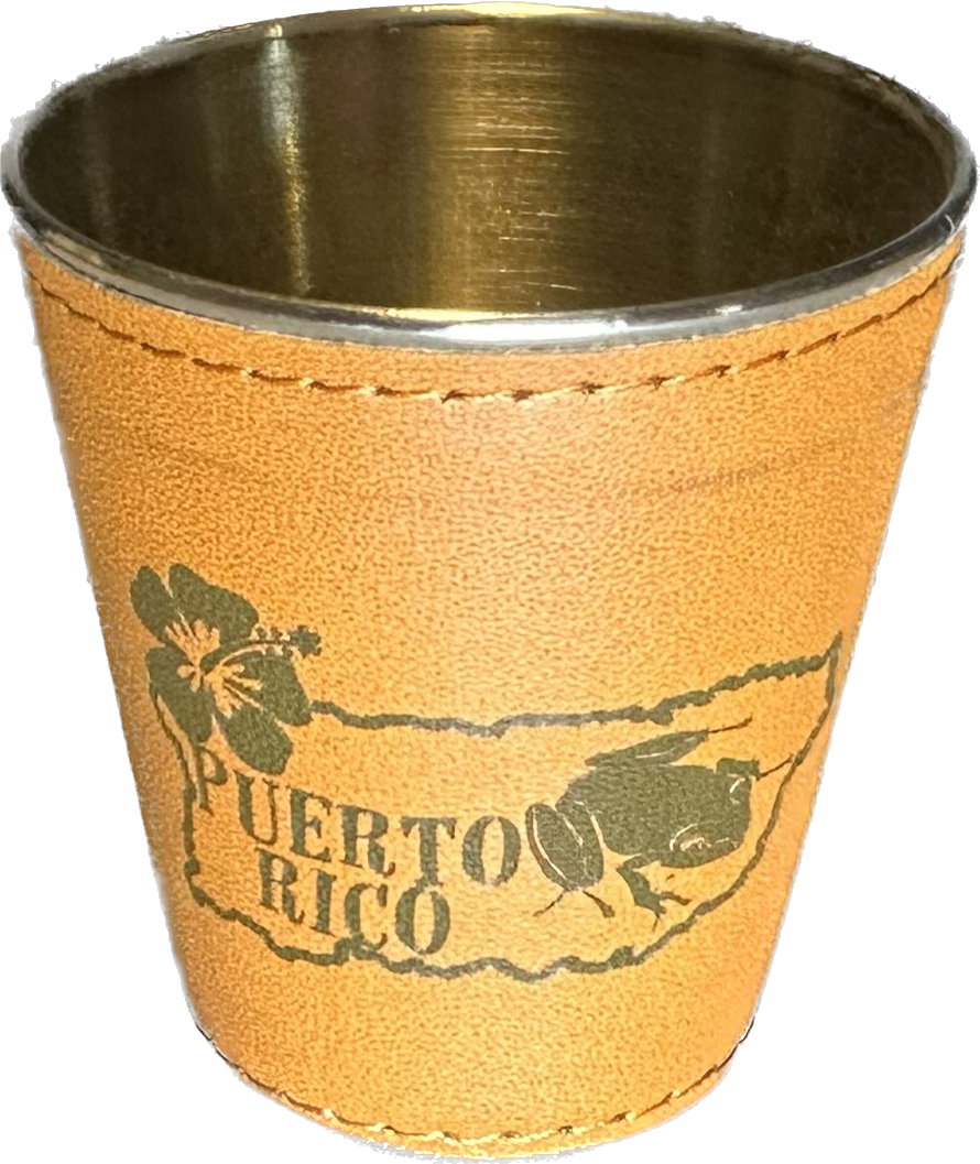 Puerto Rico Themed Leather Wrapped Shot Glass 3 Choices