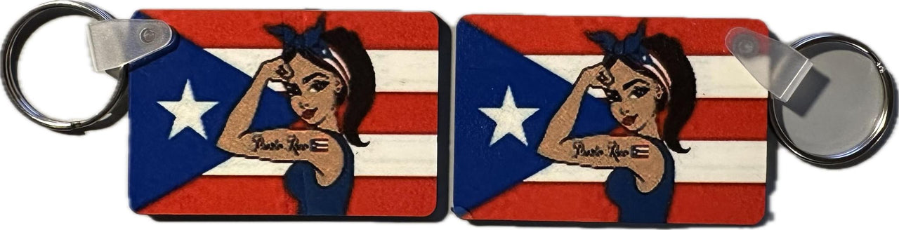 Badass Boricua Girl Puerto Rico Keychain