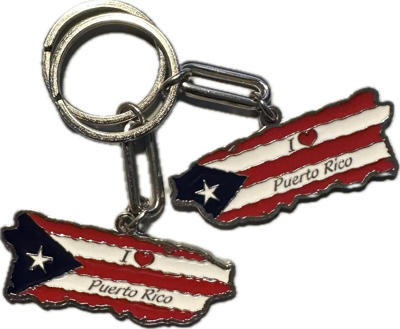 Puerto Rico Island Heart Keychain