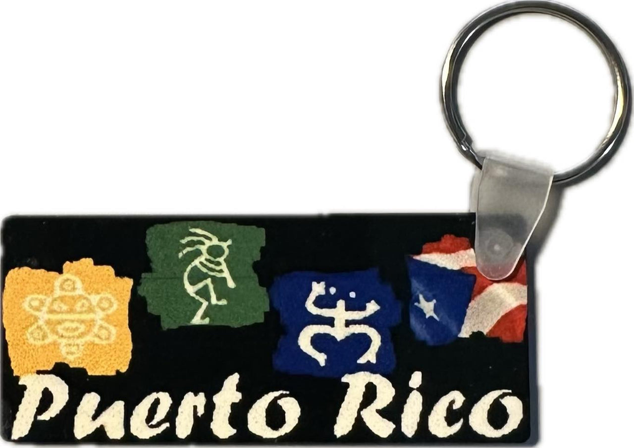 Taino Jeroglífico & Puerto Rico Flag Keychain (2 styles)