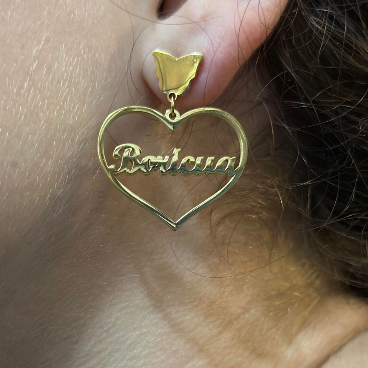 Gold Heart Boricua Earrings