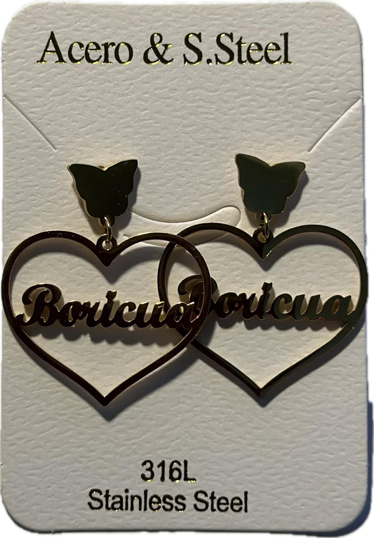 Gold Heart Boricua Earrings