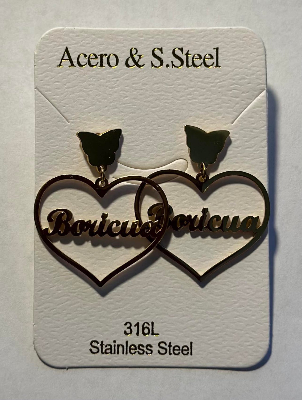 Gold Heart Boricua Earrings