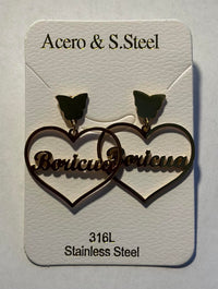 Thumbnail for Gold Heart Boricua Earrings