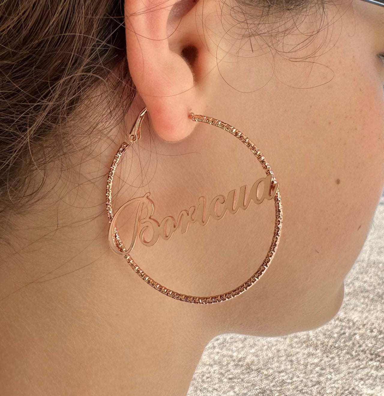 Boricua Bling Hoop 2" Earring -Rose Gold