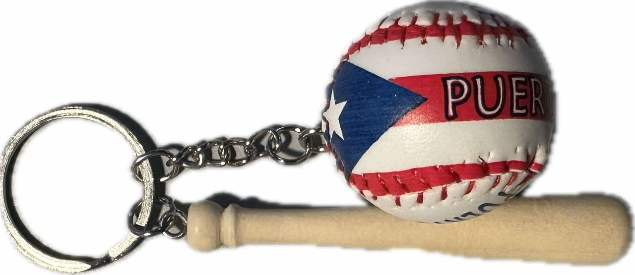 Puerto Rico Baseball Bat / Ball Flag Keychain