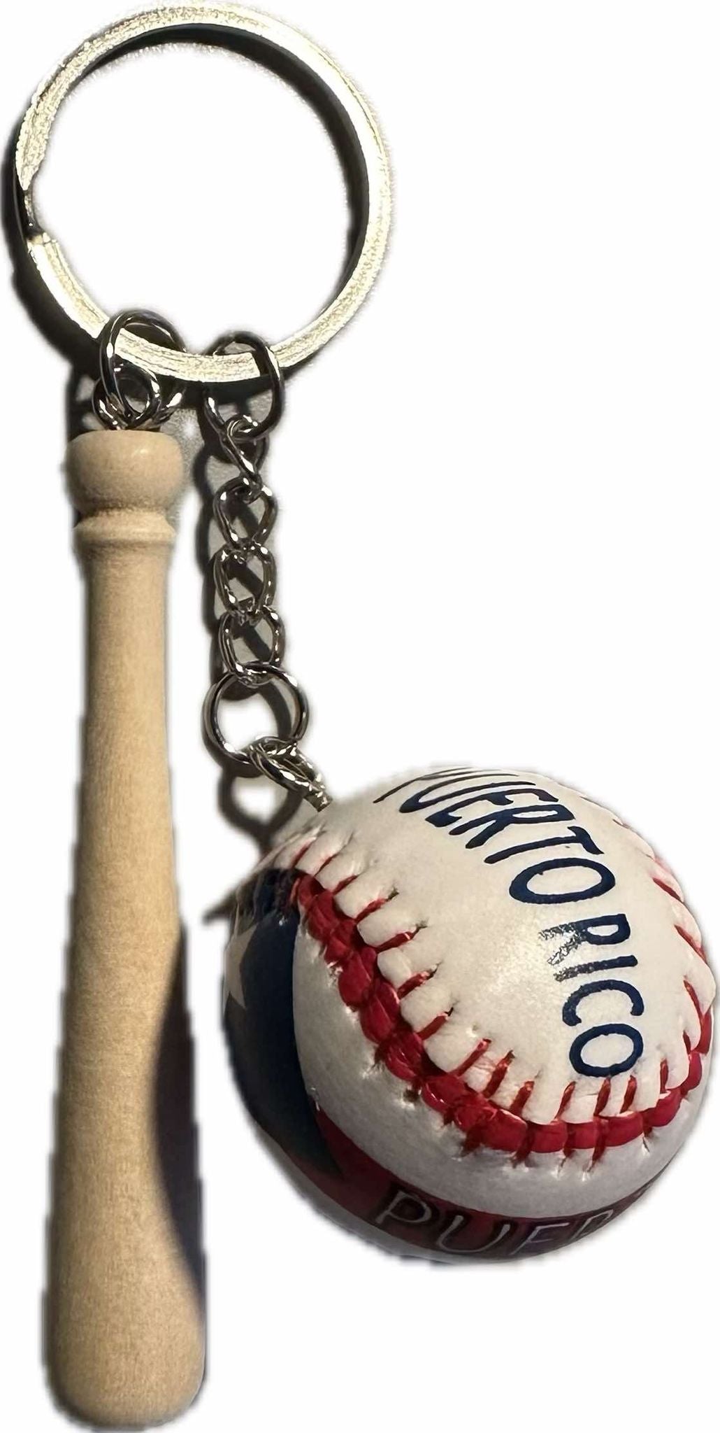 Puerto Rico Baseball Bat / Ball Flag Keychain