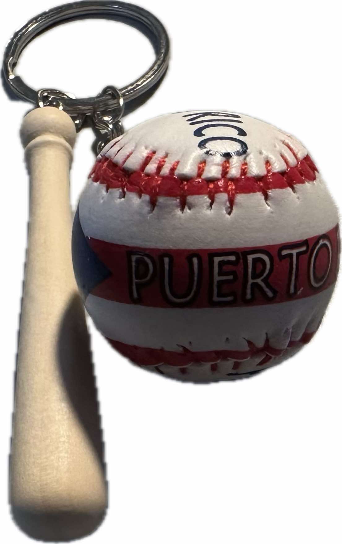 Puerto Rico Baseball Bat / Ball Flag Keychain