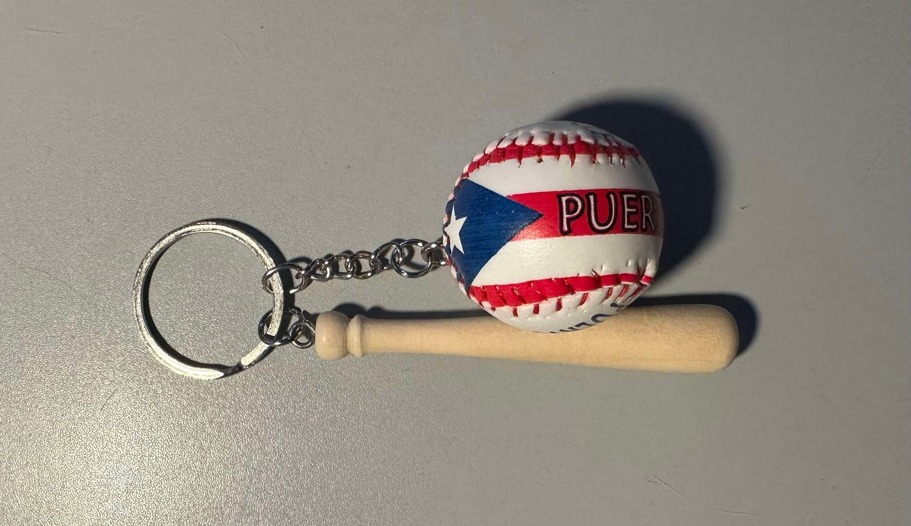 Puerto Rico Baseball Bat / Ball Flag Keychain