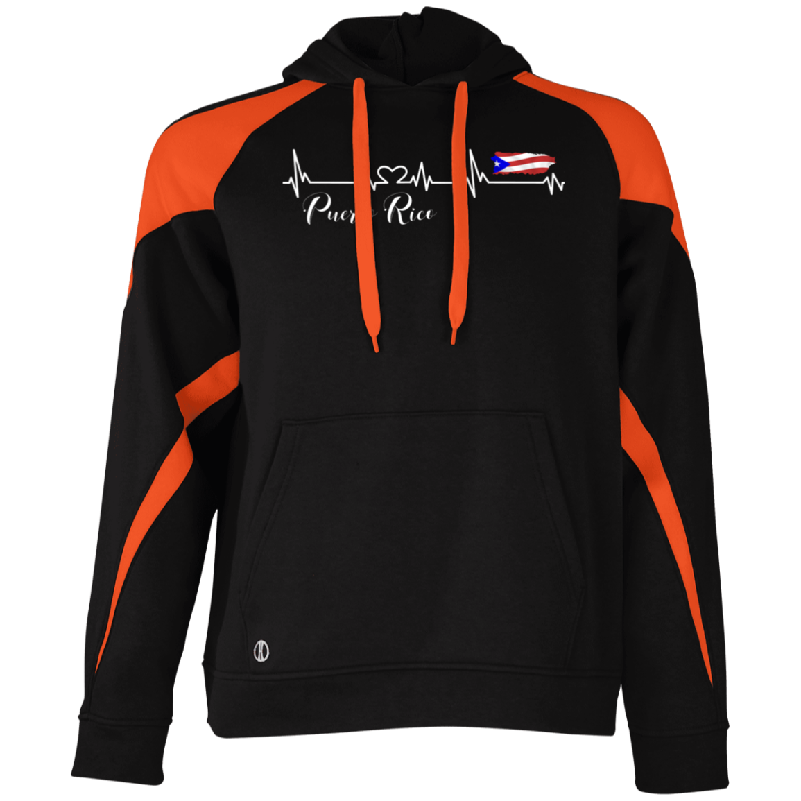 Puerto Rico Heartbeat  Athletic Colorblock Fleece Hoodie