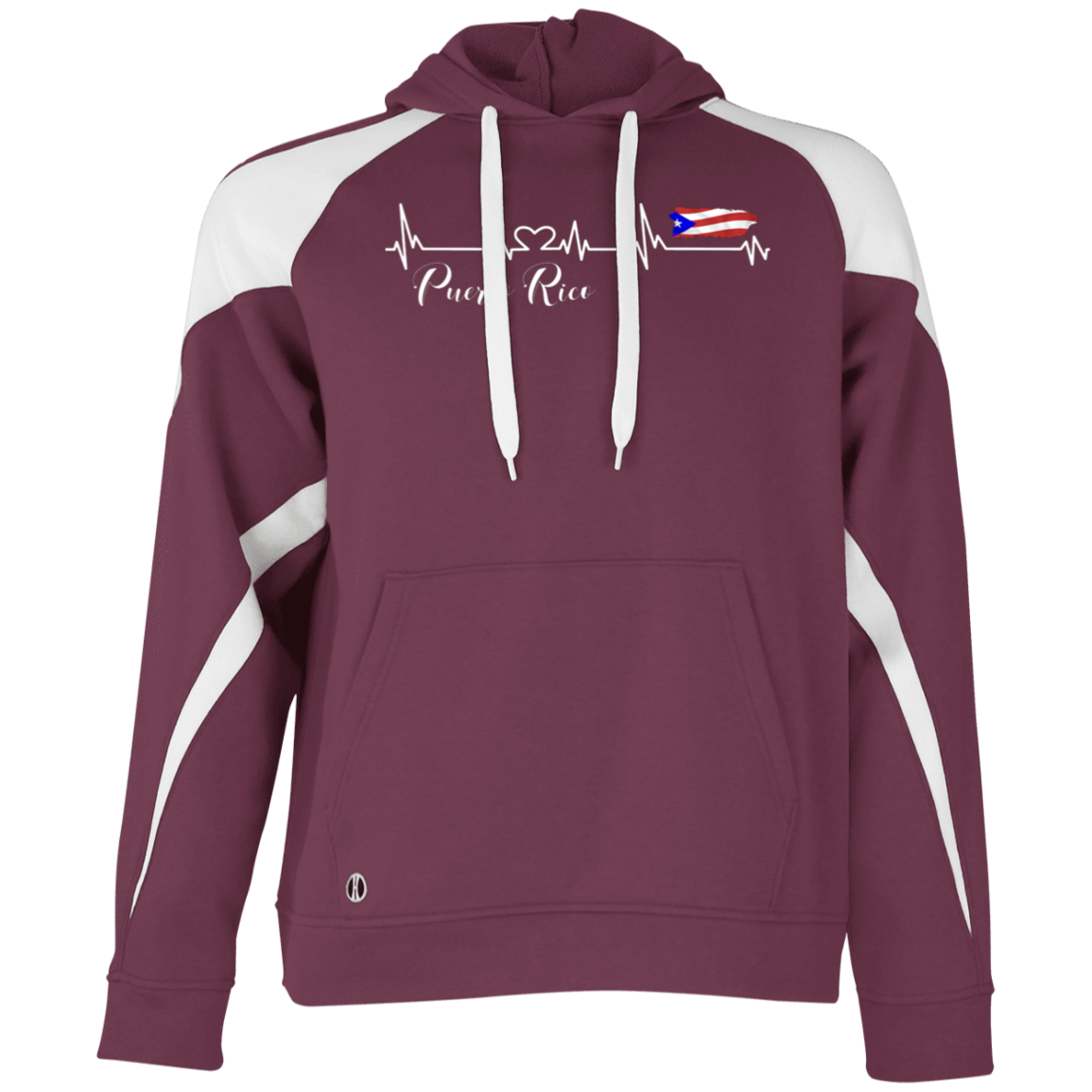 Puerto Rico Heartbeat  Athletic Colorblock Fleece Hoodie