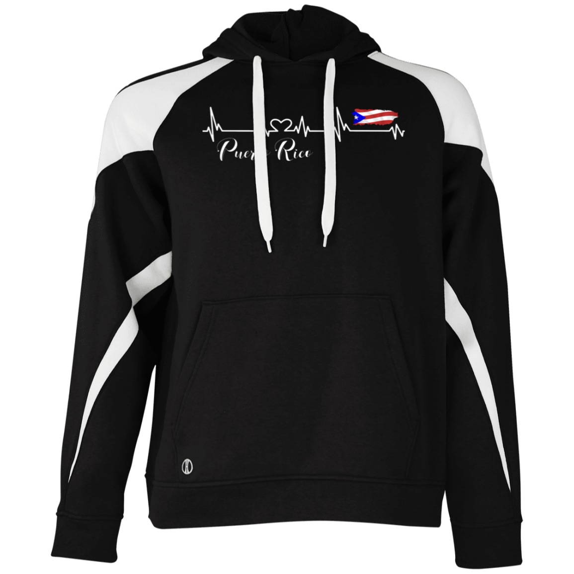 Puerto Rico Heartbeat  Athletic Colorblock Fleece Hoodie