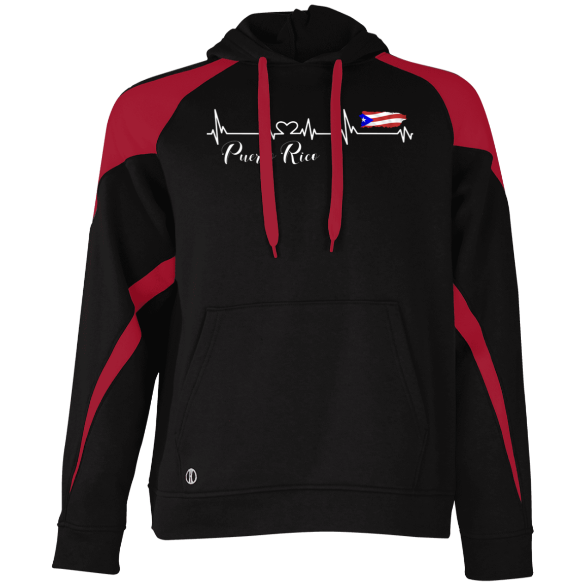 Puerto Rico Heartbeat  Athletic Colorblock Fleece Hoodie