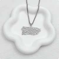 Thumbnail for Puerto Rico Map Necklace - Silver