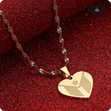 Puerto Rican Heart Necklace With Twisted Chain