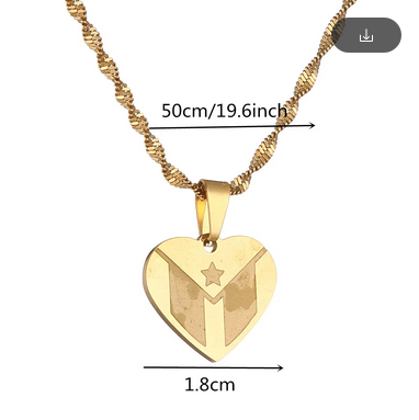 Puerto Rican Heart Necklace With Twisted Chain