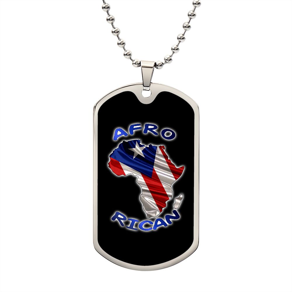 Afro Rican Dog-Tag Necklace (Gold or Silver)