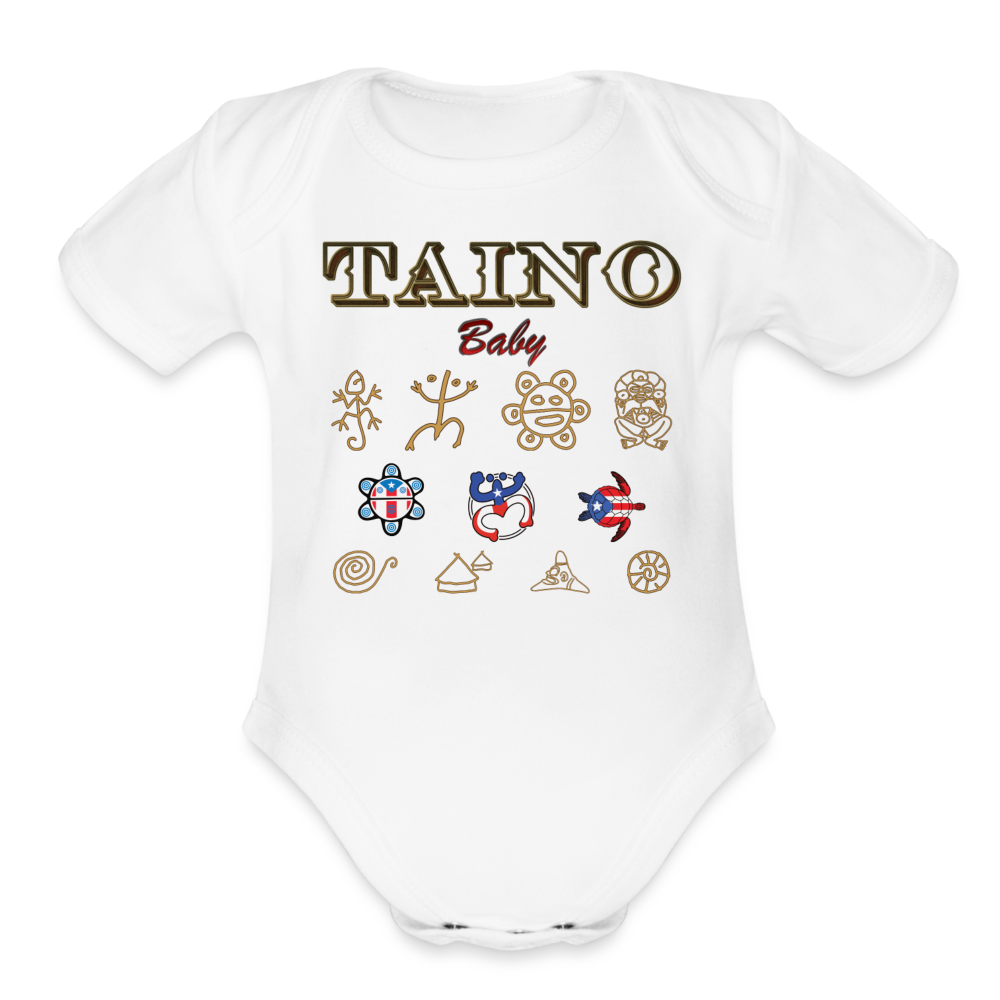 Taino Organic Short Sleeve Baby Onesie - white