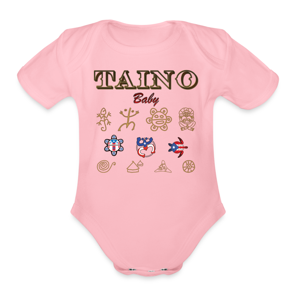 Taino Organic Short Sleeve Baby Onesie - light pink