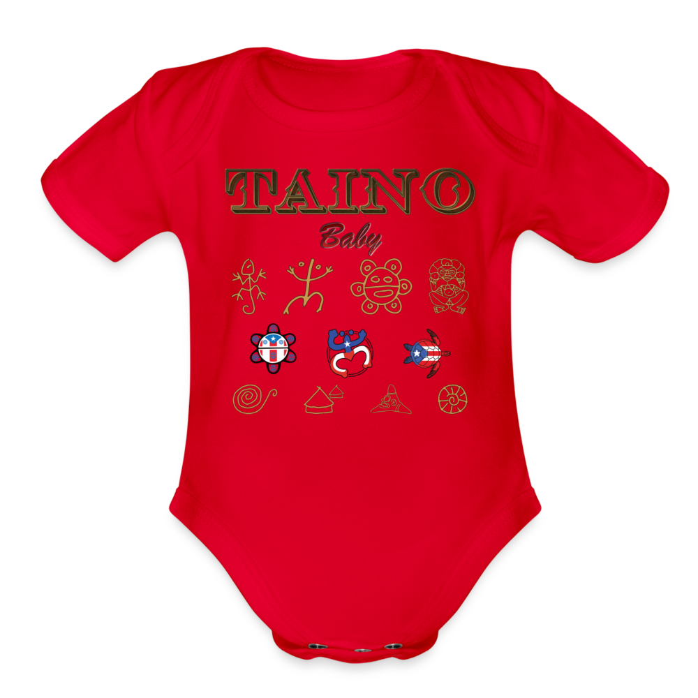 Taino Organic Short Sleeve Baby Onesie - red