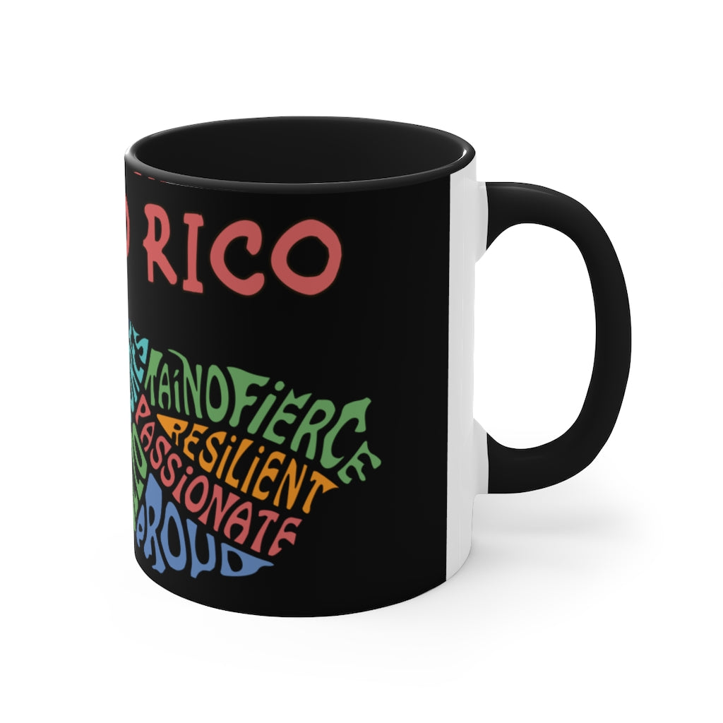 Puerto Rico Island Words - Accent Coffee Mug, 11oz