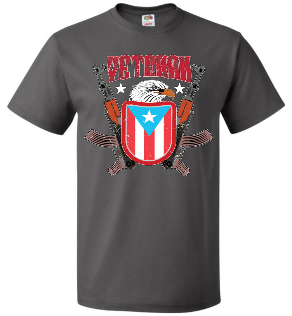 Eagle Veteran Puerto Rico Flag Shield T-Shirt (Small-6XL)