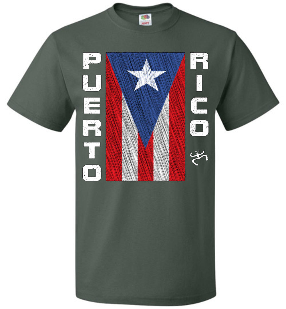 Puerto Rico Scribble Flag W/ Coqui T-Shirt (Small-6XL)