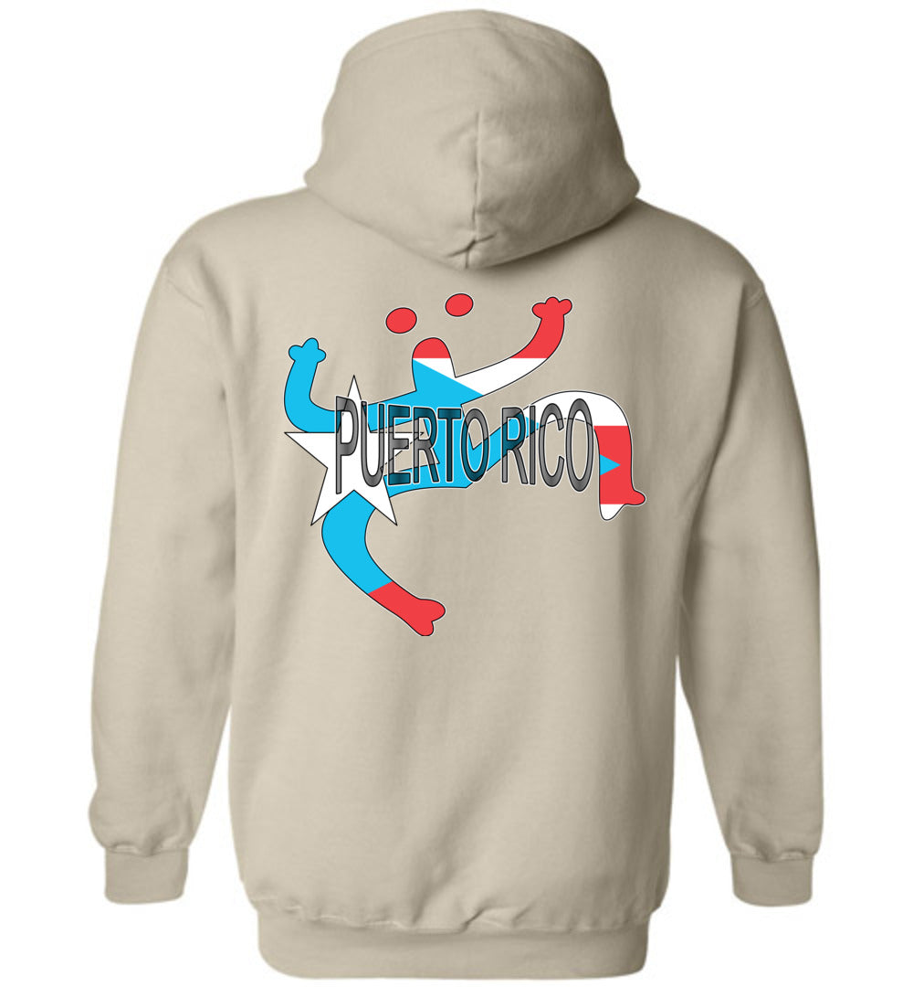 Coqui Old Style Puerto Rico Flag Hoodie (back image)