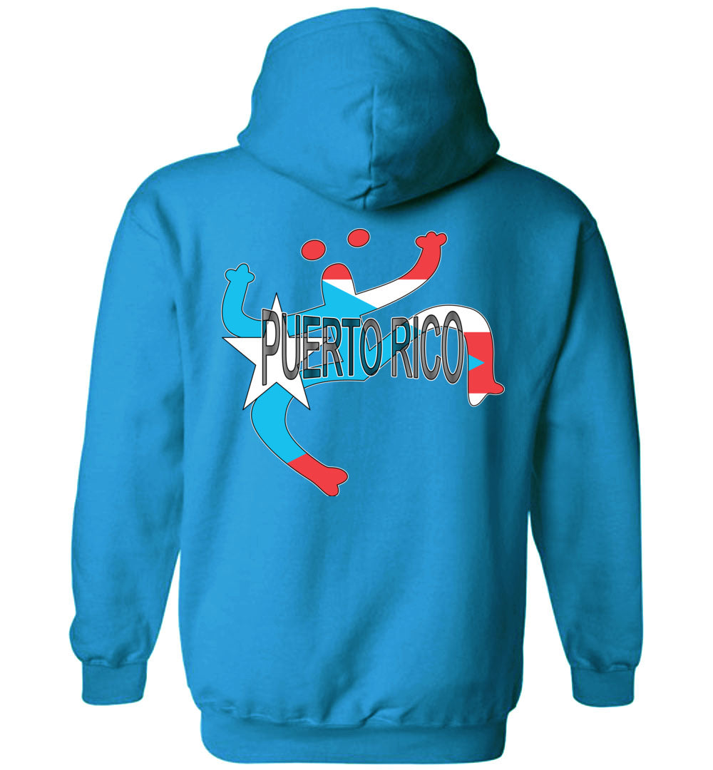 Coqui Old Style Puerto Rico Flag Hoodie (back image)