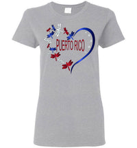 Thumbnail for Puerto Rico Butterfly Heart - Ladies Tee (SM-3XL)