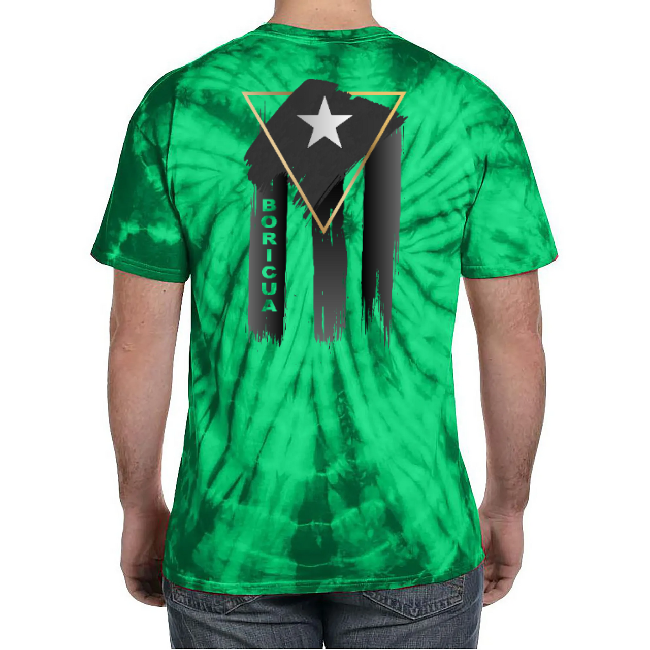 Badass Boricua Front and Back Image Tie-Dye T-Shirt