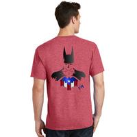 Thumbnail for Puerto Rican Bat Man Front and Back Image Heather T-Shirt