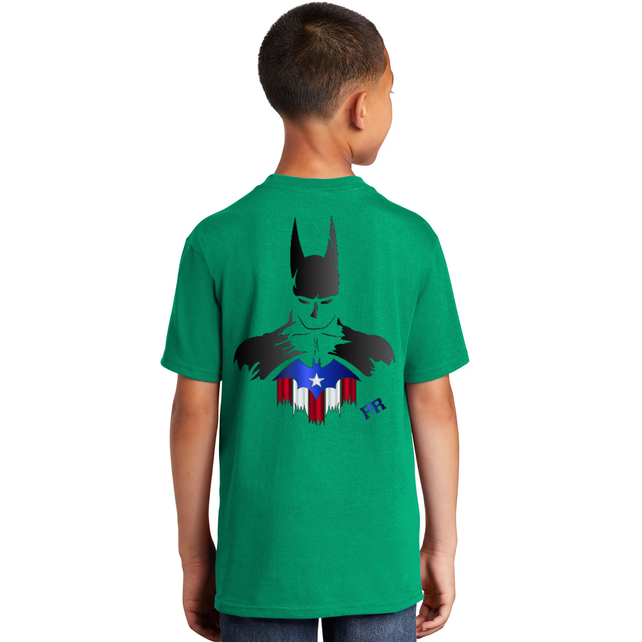Puerto Rican Bat Man Front and Back Image Kids T-Shirt