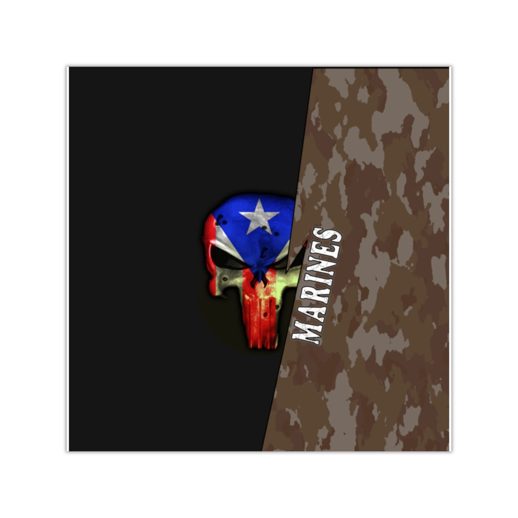 Marines Camo Flag Skull - Square Vinyl Decal (4 Sizes)